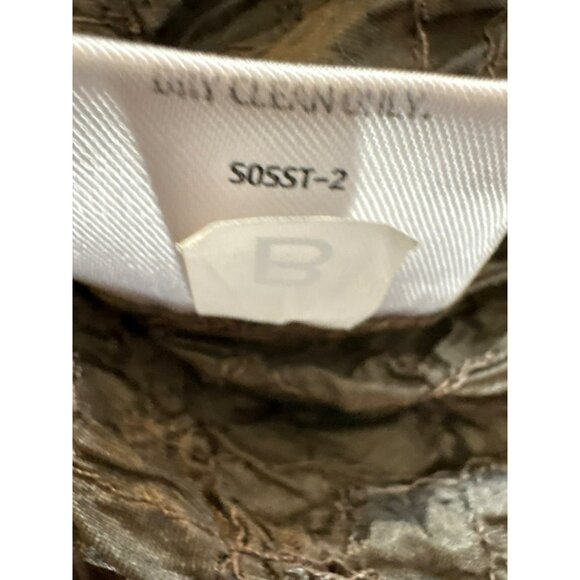 Eileen Fisher 100% Silk Crinkle Textured Button-Down Tunic Top Size L - Picture 5 of 7